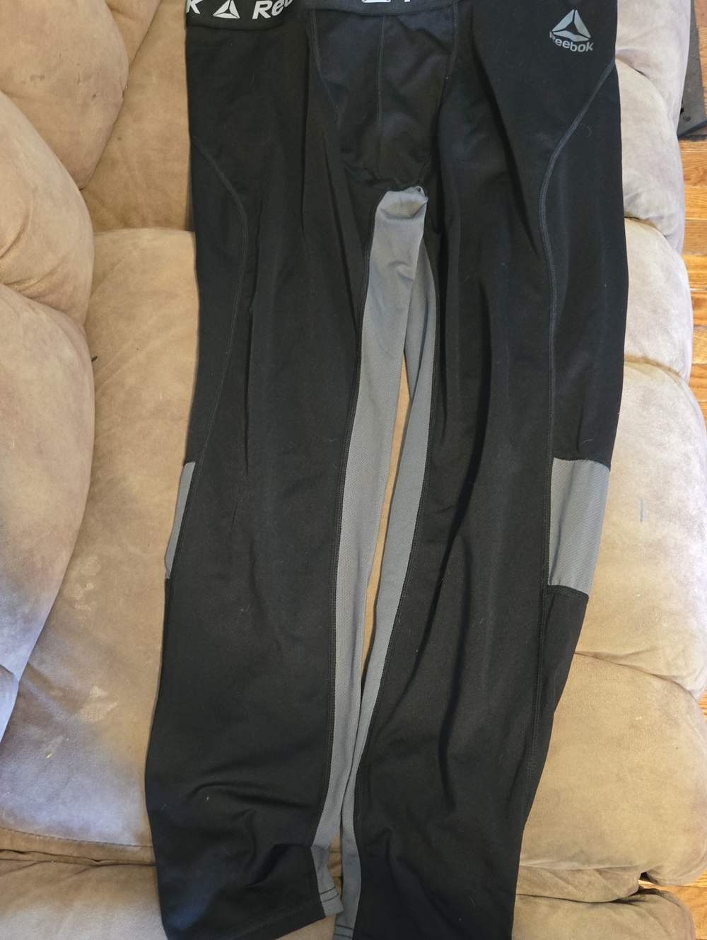 Reebok Black and Gray Compression Workout Tights